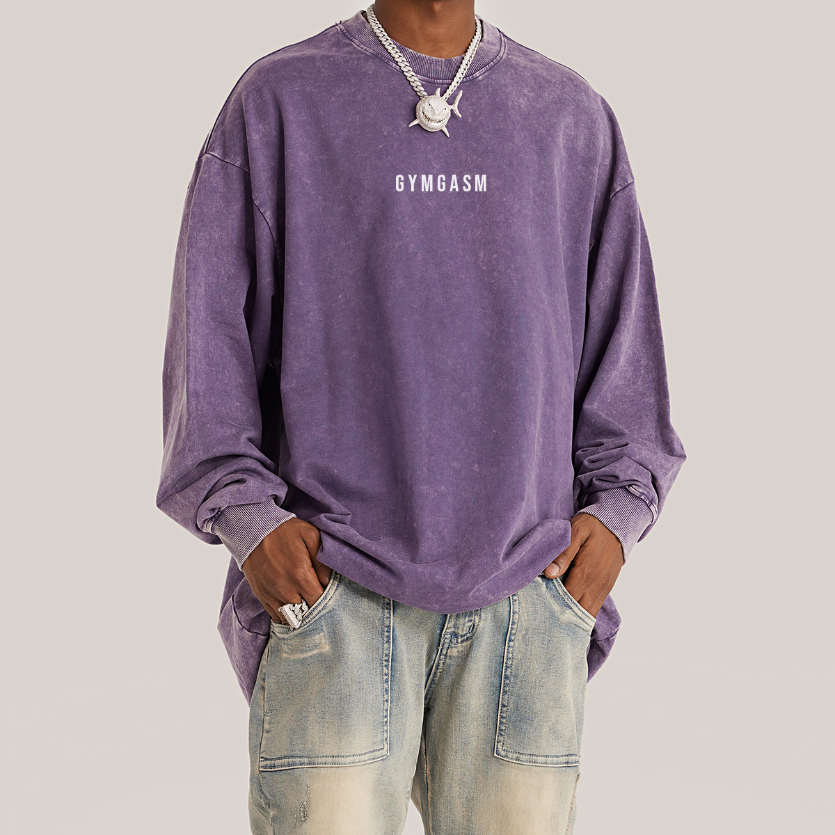 Old Lavender Vintage faded long sleeve - GYMGASM