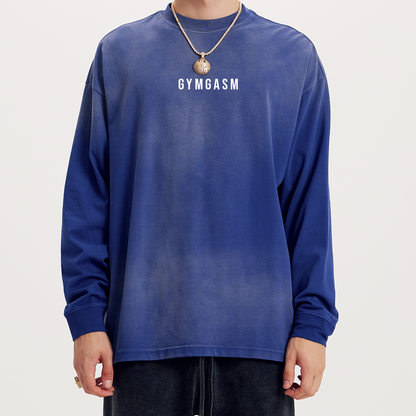 Byzantine Blue Smoky Faded Long Sleeve - GYMGASM