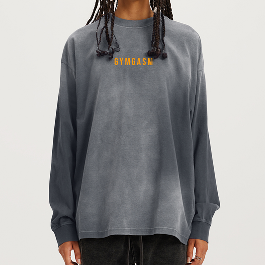 Bright Grey Smoky Faded Long Sleeve - GYMGASM