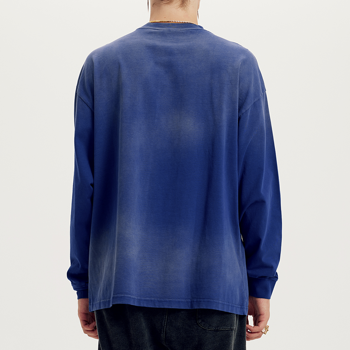 Byzantine Blue Smoky Faded Long Sleeve - GYMGASM