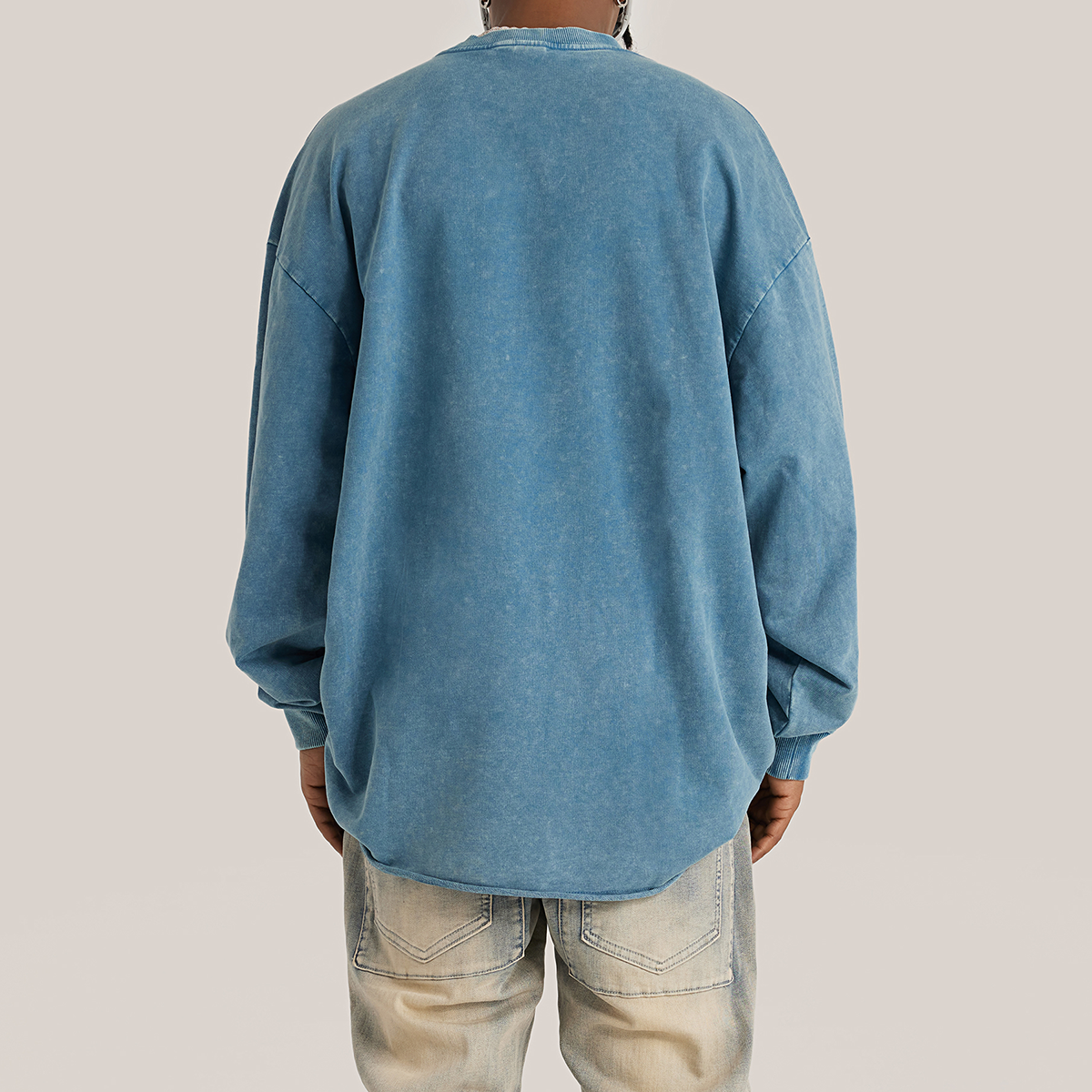 Dusty Blue Vintage Faded Long Sleeve - GYMGASM