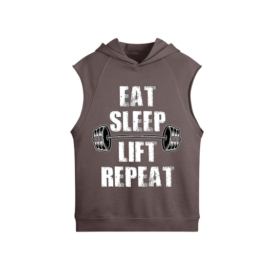 Eat Sleep Lift Repeat Sleeveless Hoodie - GYMGASM