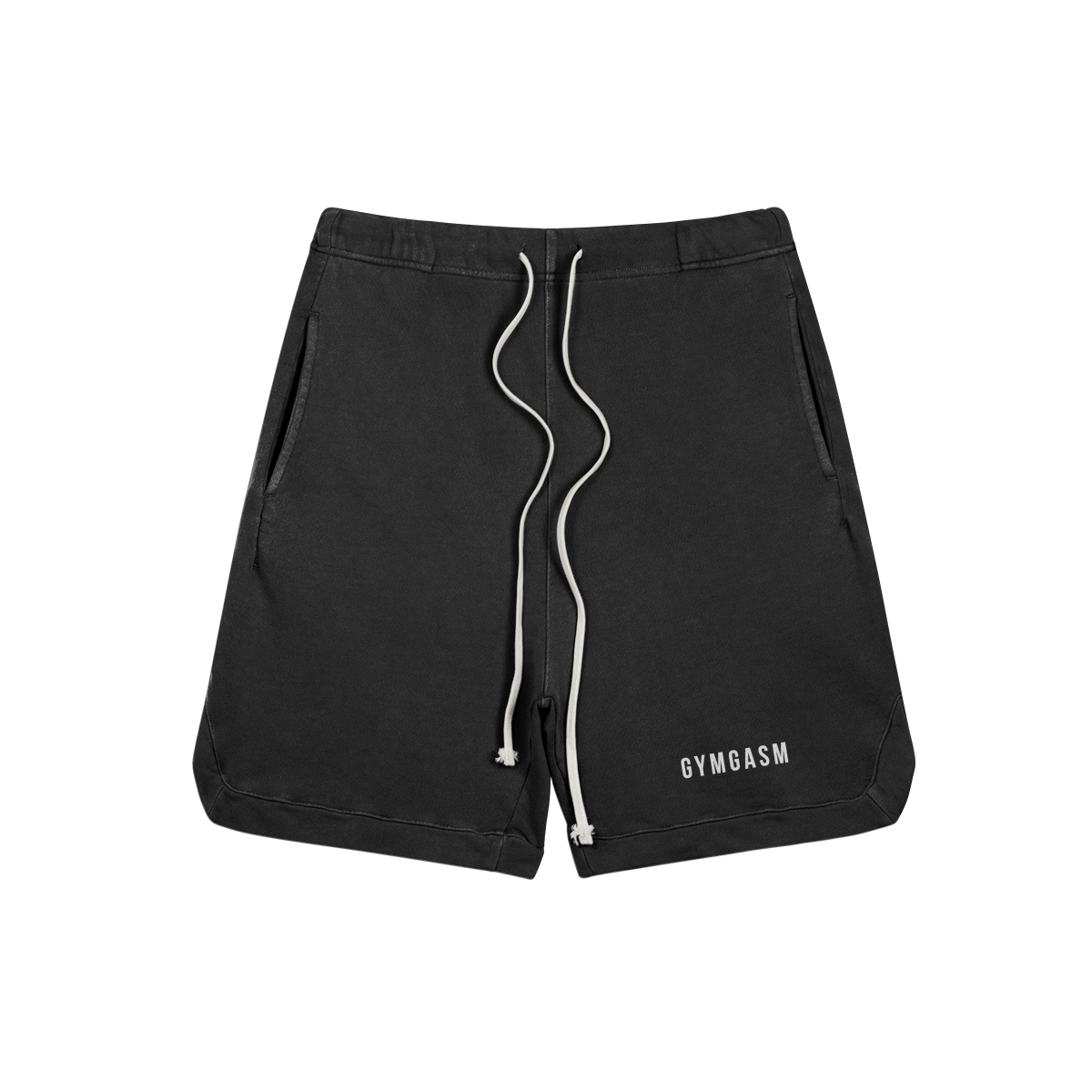 Clipped Corner Washed Faded Black Sweat Shorts - GYMGASM