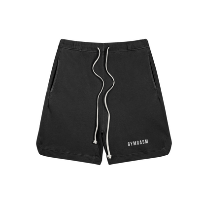 Clipped Corner Washed Faded Black Sweat Shorts - GYMGASM