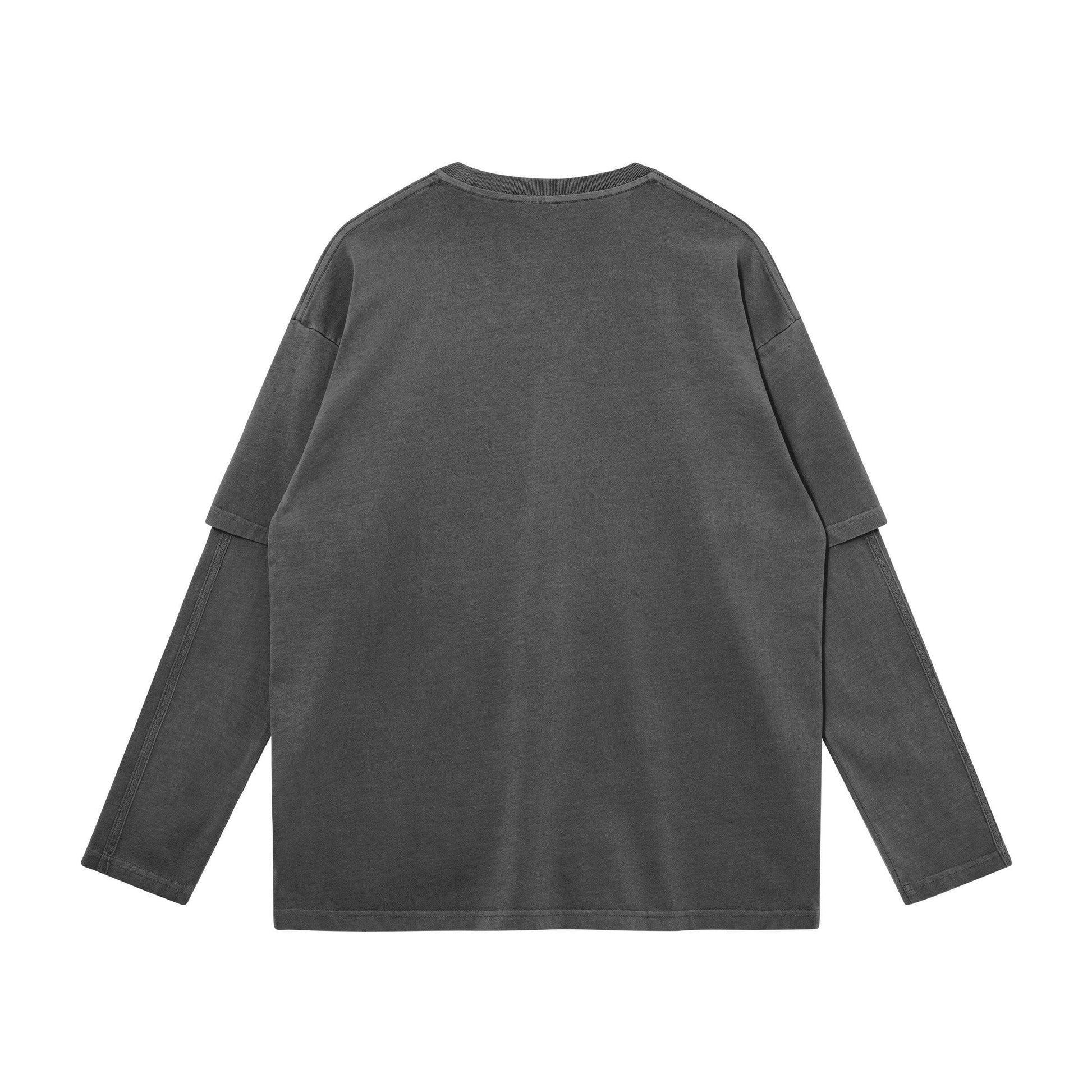 Dark Gray Faux-layered Faded Long Sleeve - GYMGASM